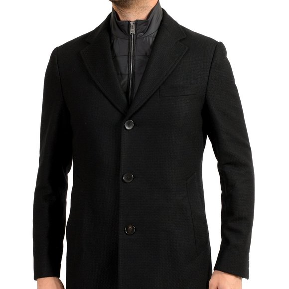 Hugo Boss Jackets & Coats Hugo Boss Mens Nadim Slim Fit Black Wool